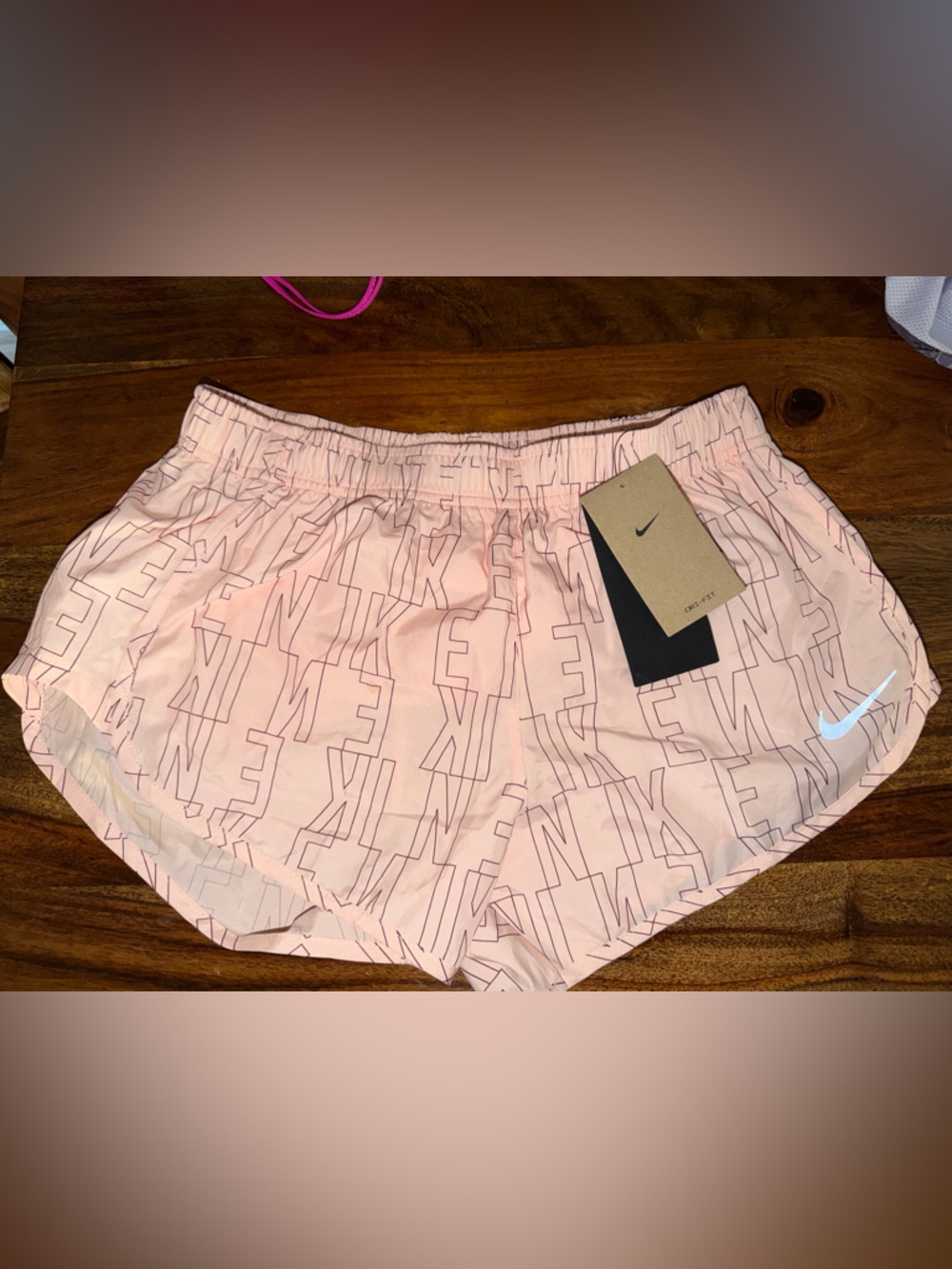 Nike Light Pink Logo-Print Athletic Shorts